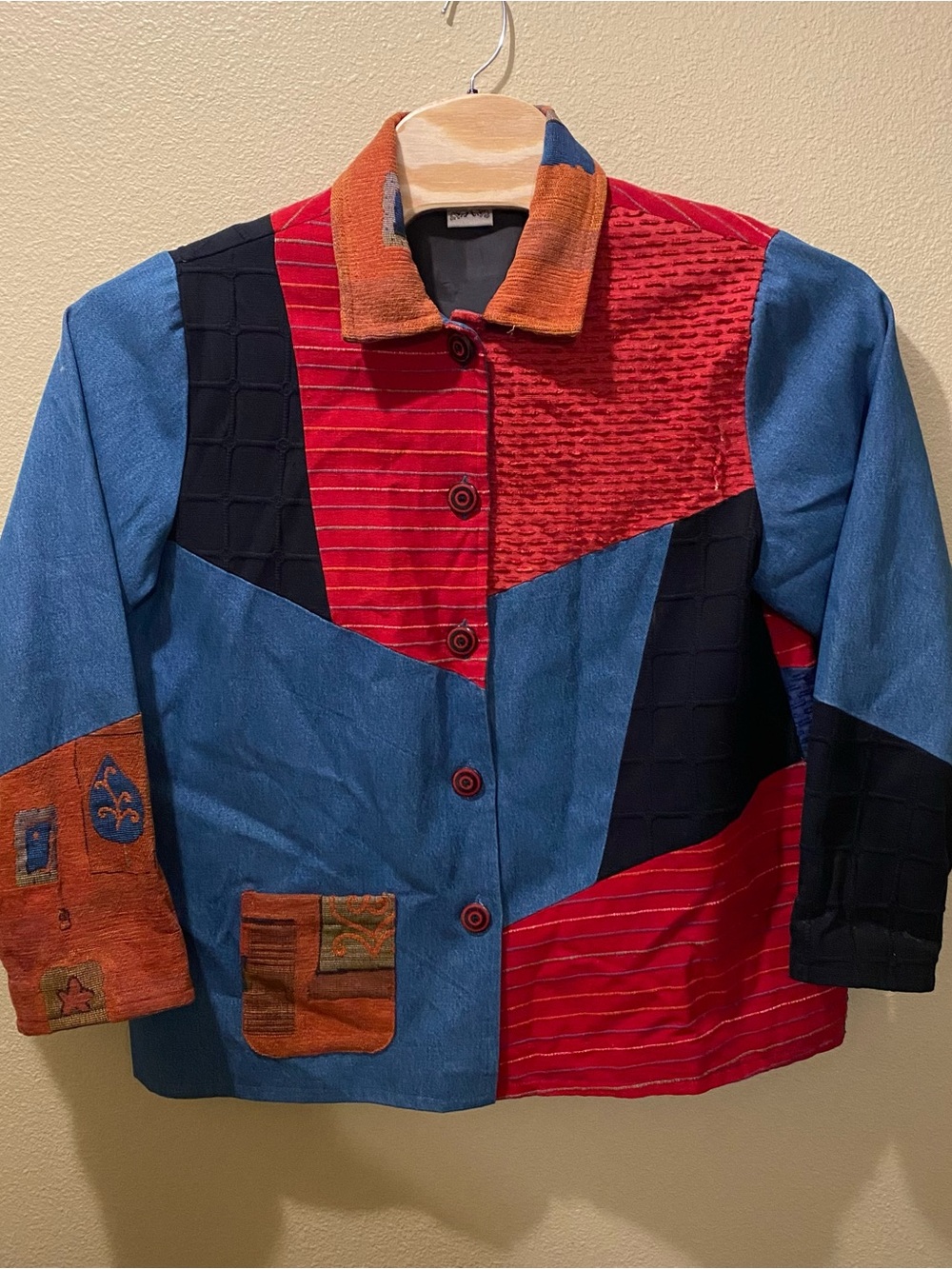 Women’s XL Vintage Parsley & Sage Multicolor Patchwork Long Sleeve Jacket